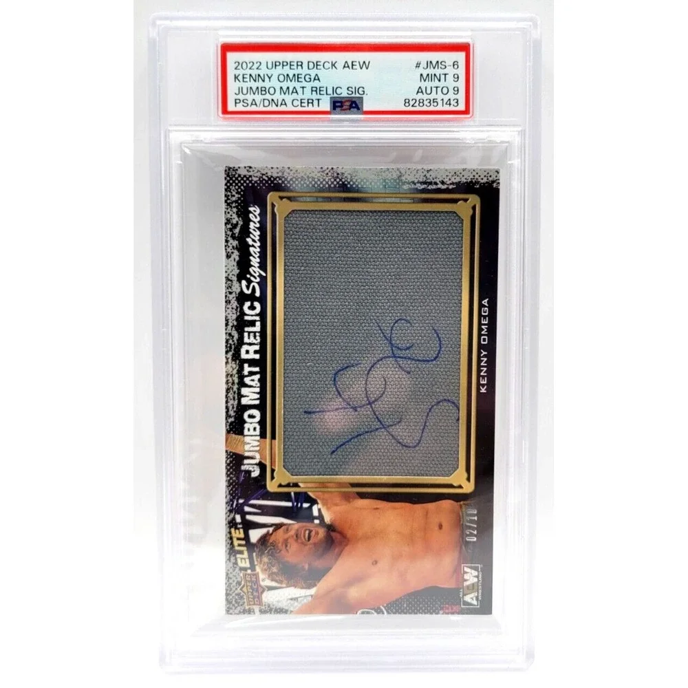 2022 UPPER DECK AEW KENNY OMEGA PSA 9 JUMBO MAT RELIC SIGNATURES #D/10  AUTO